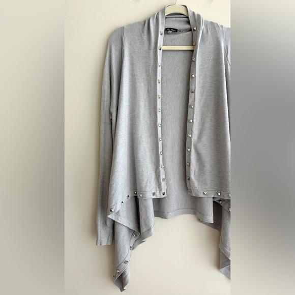 Vila Milano Grey Open Front Metallic Studded Cardigan, Grey, Size Small - Picture 3 of 16